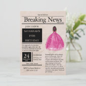  krant Quinceañera Fuchsia Pink Kaart (Staand voorkant)