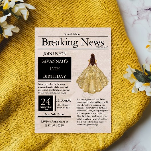 Krant Quinceañera Goud Oudheid Kaart