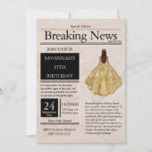 Krant Quinceañera Goudkleurig Kaart (Voorkant)