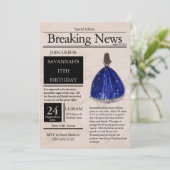 Krant Quinceañera Marineblauw Vintage Kaart (Staand voorkant)