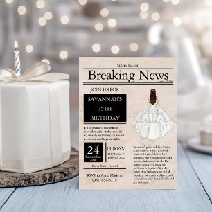 krant Quinceañera Silver White Kaart