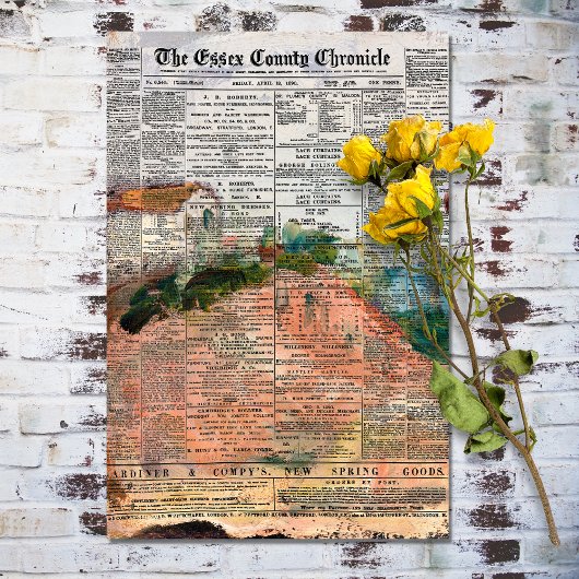  krant "Rustic Newspaper Decoupage" Tissuepapier