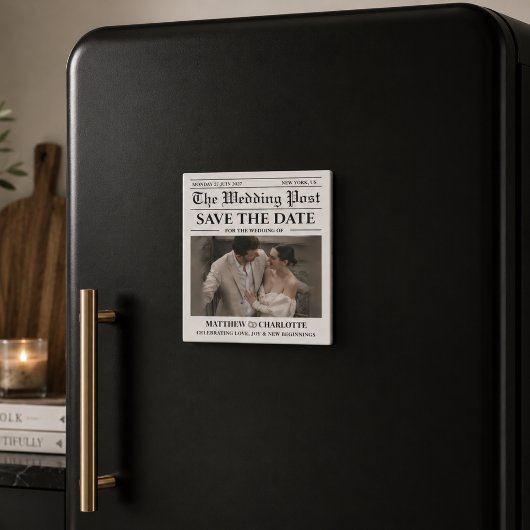 Krant Save the Date Huwelijk Magneet