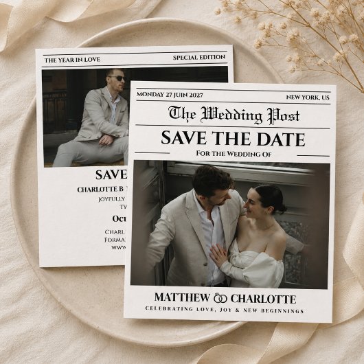 Krant Save the Date Trouw Uitnodiging