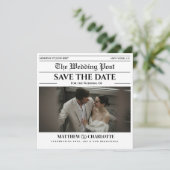 Krant Save the Date Trouw Uitnodiging (Staand voorkant)