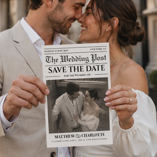 Krant Save the Date Trouwkaart