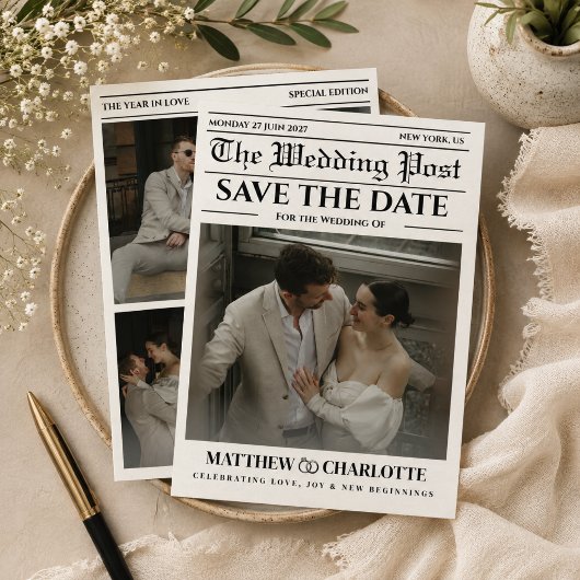 Krant Save the Date Trouwkaart