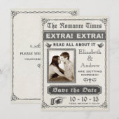 Krant Save the Date Uitnodiging Vintage (Voorkant / Achterkant)