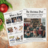  krant stijl familie kerstfoto's feestdagenkaart