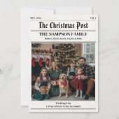  krant stijl familie kerstfoto's feestdagenkaart (Voorkant)