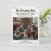  krant stijl familie kerstfoto's feestdagenkaart (Staand voorkant)