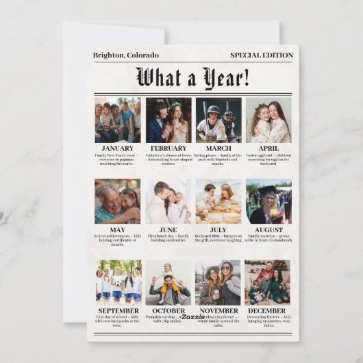 krant stijl familie kerstfoto's feestdagenkaart (Achterkant)