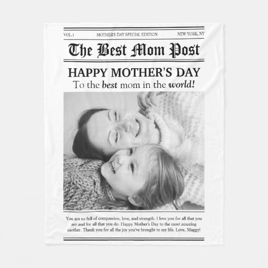  krant stijl Moederdag Fleece Deken (Voorkant)