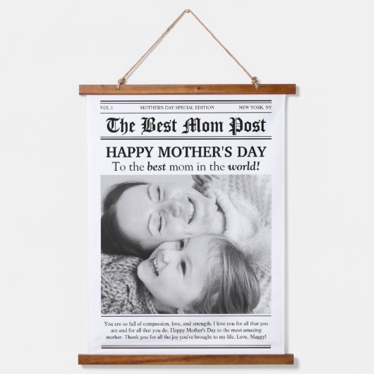  krant stijl Moederdag Hangend Wandkleed (Voorkant)