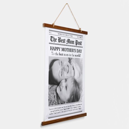 krant stijl Moederdag Hangend Wandkleed (Gebogen)