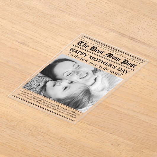 krant stijl Moederdag Kaart Acryl Uitnodigingen (Laagn)