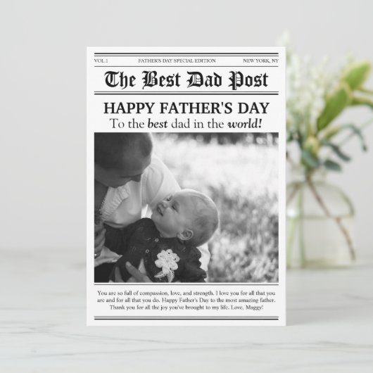  krant stijl Vaderdag Kaart (Staand voorkant)