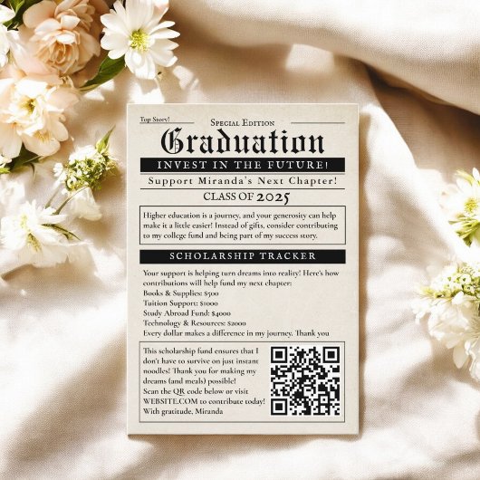 krant Style College Fund QR-code Informatiekaartje