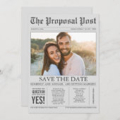 Krant Style Fun Grey Save the Date Photo (Voorkant / Achterkant)