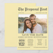 Krant Style Fun Yellow Save the Date Photo (Voorkant / Achterkant)