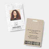 KRANT TEXTURE WERKNEMER FOTO BARCODE NAAM BADGE (Voor- en achterkant)
