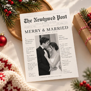 Krant The Newlywed Post   Ons eerste kerstfeest  Feestdagenkaart