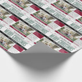 Krant-thema Kerstmis Familie Foto Cadeaupapier (Hoek)