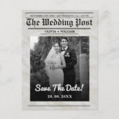 Krant Trouwen  Elegant Save the Date Briefkaart (Voorkant)