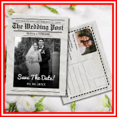 Krant Trouwen  Elegant Save the Date Briefkaart