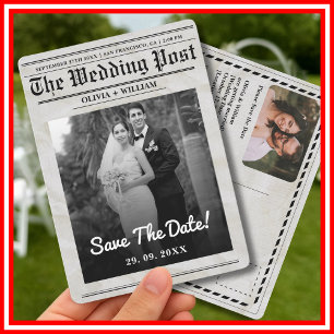 Krant Trouwen  Elegant Save the Date Kaart