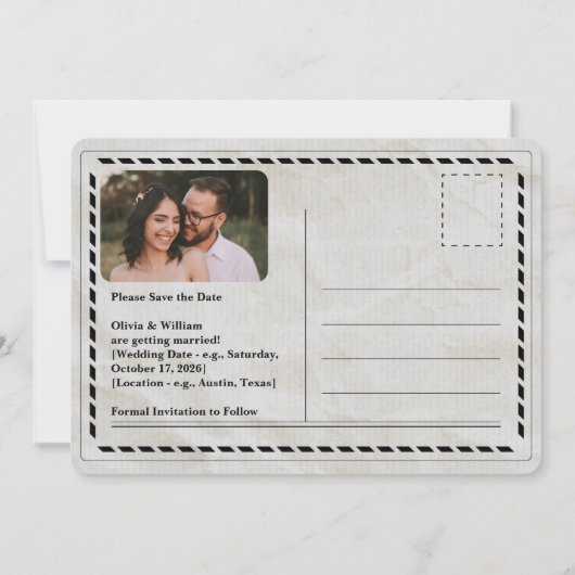 Krant Trouwen  Elegant Save the Date Kaart (Achterkant)