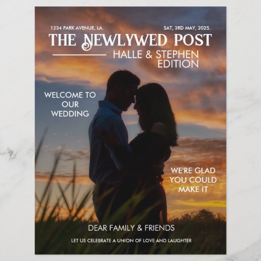 Krant Trouwprogramma Foto Moderne Leuke Feiten Flyer (Voorkant)