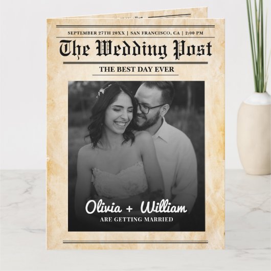 Krant Trouwprogramma Rustieke bruiloft tijdlijn Kaart (Voorkant)