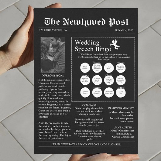 Krant Trouwprogramma Zwart-wit Elegant Flyer