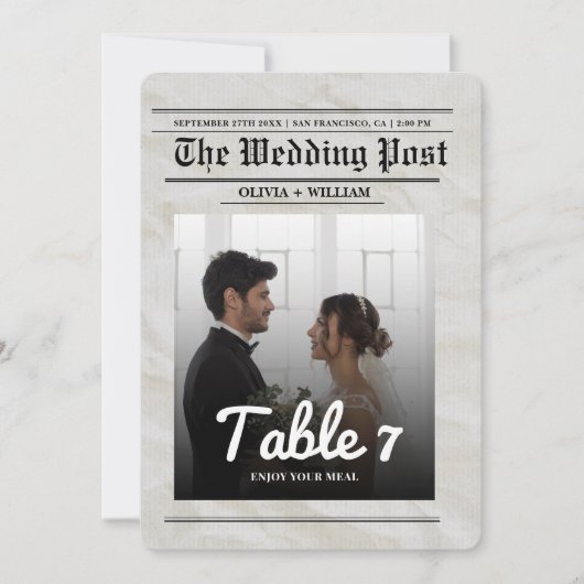  krant Trouwtafel Nummer FOTO Kaart (Voorkant)