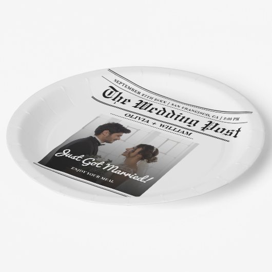 Krant Trouwtafel Nummer Moderne FOTO Papieren Bordje (Gekanteld)