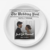 Krant Trouwtafel Nummer Moderne FOTO Papieren Bordje (Voorkant)