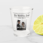 Krant Trouwtafel Nummer Moderne FOTO Shot Glas (Voorkant)