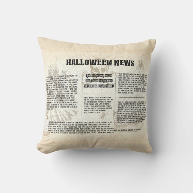 Krant uit het verleden over Halloween Kussen (Voorkant)