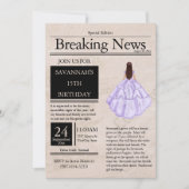 Krant uit het verleden Quinceañera lila paars Kaart (Voorkant)