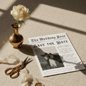 Krant uit het verleden Save the Date Huwelijksuitn Kaart