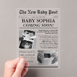 Krant Uniek fotoesthetisch Baby shower Acryl Uitnodigingen