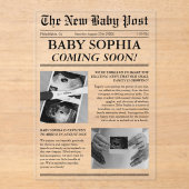 Krant Uniek fotoesthetisch Baby shower Acryl Uitnodigingen (Voorkant)