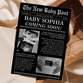 Krant Uniek fotoesthetisch Baby shower Kaart