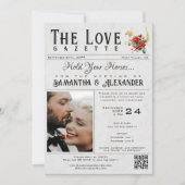 Krant Uniek Hoefijzer Rozen Bruiloft Details Kaart (Voorkant)