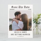 Krant Uniek Klassiek Eenvoudig Foto Trouwen Save The Date (Staand voorkant)