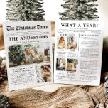 Krant Uniek Leuk Wat een jaar Foto Kerst Feestdagenkaart<br><div class="desc">Vier de hoogtepunten van uw jaar met onze unieke "What A Year" kerstfoto vakantiepas. Deze kaart is ontworpen in een moderne krantenstijl en biedt een creatieve manier om uw favoriete herinneringen en mijlpalen te delen. Met aanpasbare secties voor foto's en bijschriften is het perfect om alles te laten zien wat...</div>