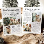 Krant Uniek Leuk Wat een jaar Foto Kerst Feestdagenkaart<br><div class="desc">Vier de hoogtepunten van uw jaar met onze unieke "What A Year" kerstfoto vakantiepas. Deze kaart is ontworpen in een moderne krantenstijl en biedt een creatieve manier om uw favoriete herinneringen en mijlpalen te delen. Met aanpasbare secties voor foto's en bijschriften is het perfect om alles te laten zien wat...</div>