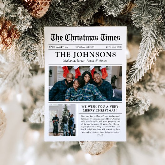 Krant Uniek Leuk Wat een jaar Foto Kerst Feestdagenkaart