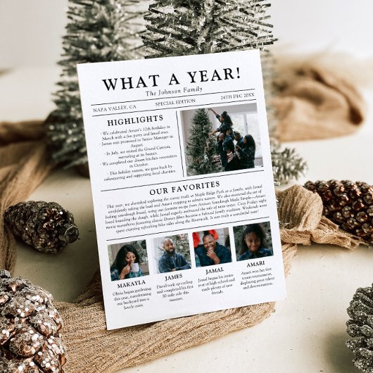 Krant Uniek Leuk Wat een jaar Foto Kerst Feestdagenkaart